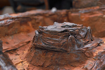 close-up cracked rusty machine part