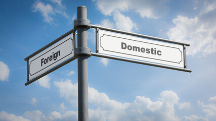 Fototapeta na wymiar Street Sign Domestic versus Foreign