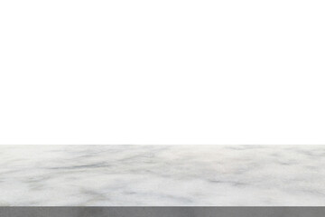 white marble stone table top isolated on white background for product display