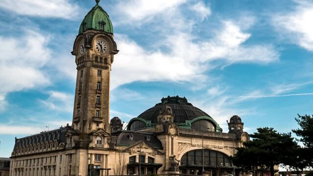 Limoges, France, Winter Benedictin Station Since Champ de Juillet Timelapse