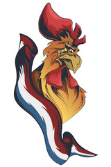 Gallic rooster with french flag vector drawing © attilafazekas