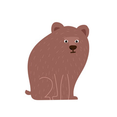 Brown bear. Cute adorable forest animal. Colored vector flat illustration isolated on white background