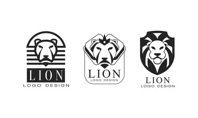 Lion Logo or Logotype Design as Graphic Mark and Emblem Vector Set