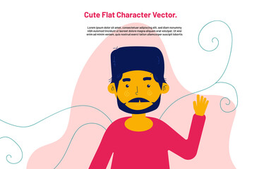 flat vector cute smile character