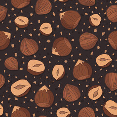 Seamless repeating pattern of hazelnuts