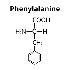 Phenylalanine is an amino acid. Chemical molecular formula Phenylalanine Amino Acid. Vector illustration on isolated background