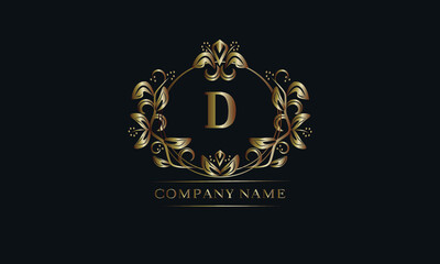 Vintage bronze logo with the letter D. Elegant monogram, business sign, identity for a hotel, restaurant, jewelry.