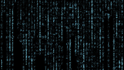 Naklejka na ściany i meble Abstract technology background, digital data, blue matrix