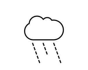 Cloud rain icon. Rainy weather sign. Downpour symbol. Thin line icon on white background. Vector illustration.