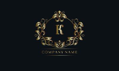 Vintage bronze logo with the letter K. Elegant monogram, business sign, identity for a hotel, restaurant, jewelry.