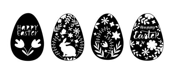 Paper Easter egg stickers. Laser cut. Easter eggs for Easter holidays. Easter egg in paper art ,paper cut, style. Vector