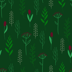 Rustic seamless pattern with wildflowers.