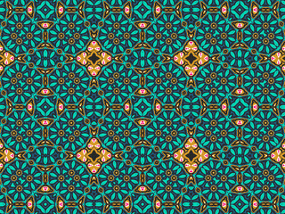 Geometric Seamless Ornament Abstract Pattern Gold Yellow, Green, Black, and Blue, For print and Background. Geometric Tiles Digital Paper.