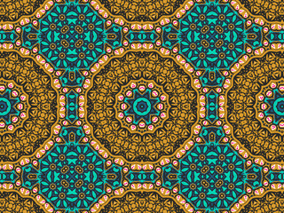 Geometric Seamless Ornament Abstract Pattern Gold Yellow, Green, Black, and Blue, For print and Background. Geometric Tiles Digital Paper.