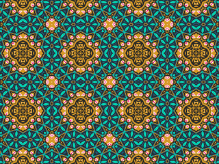 Geometric Seamless Ornament Abstract Pattern Gold Yellow, Green, Black, and Blue, For print and Background. Geometric Tiles Digital Paper.