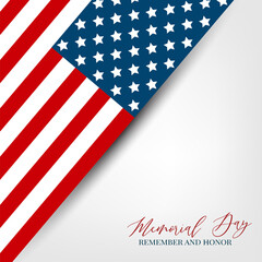 Memorial Day banner background with American flag. United States of America holiday. Vector illustration.