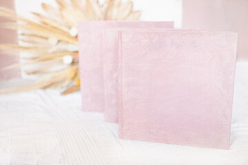 Pink textured photo albums