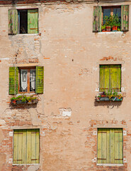 Fototapeta na wymiar Nice old balconies at Venice