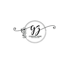 GZ beautiful Initial handwriting logo template