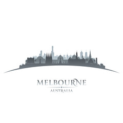 Melbourne Australia city silhouette white background