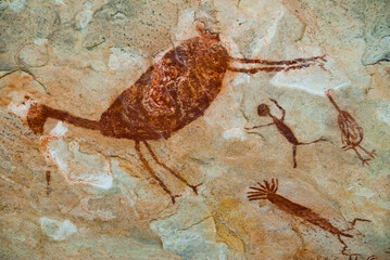 Pinturas Rupestres na Toca da Entrada do Baix&atilde;o da Vaca - Parque Nacional da Serra da Capivara.