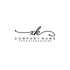 XK beautiful Initial handwriting logo template