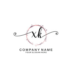 XK beautiful Initial handwriting logo template