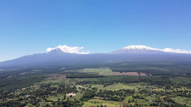 Twin mountains of Kenya kilimanjaro Africa. City scape of Africa kilimanjaro.