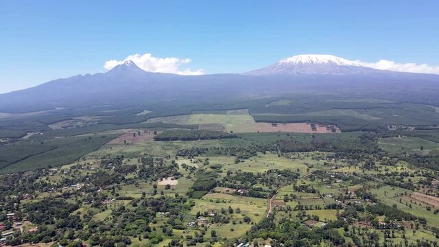 Drone view of mount kilimanjaro in Africa kenya. oloitokiotk kenya city scape.