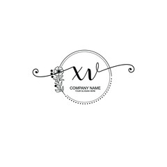 XV beautiful Initial handwriting logo template