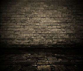 Empty Old Brick Wall Texture. Painted Distressed Wall Surface. Grungy Wide Brick wall. old wall texture grunge background, Abstract Web Banner. Copy Space.