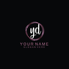 Fototapeta na wymiar YD beautiful Initial handwriting logo template
