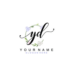 YD beautiful Initial handwriting logo template