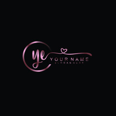 YE beautiful Initial handwriting logo template