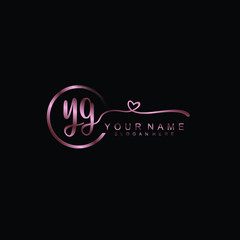Obraz na płótnie Canvas YG beautiful Initial handwriting logo template