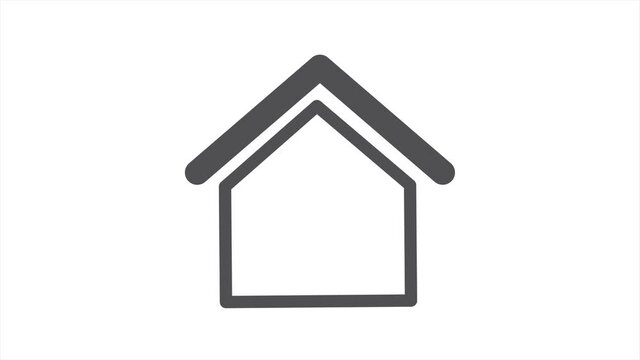 Animated House Icon Outline in 4K or HD. Animated icon
