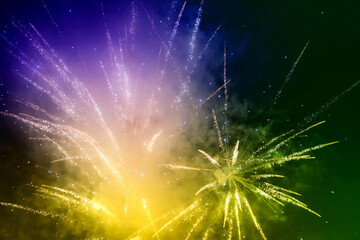 Fototapeta premium Colorful closeup fireworks light up the sky