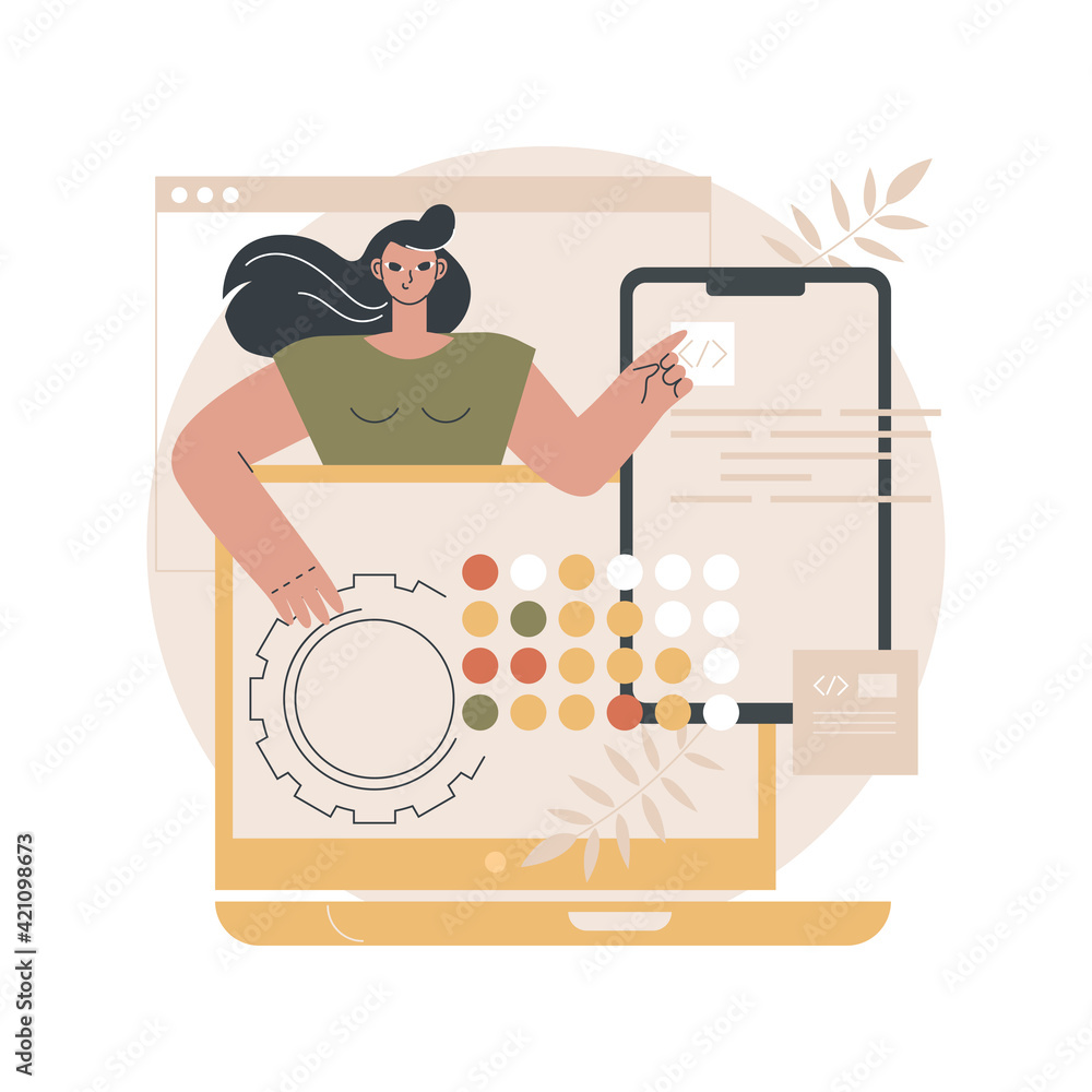 Poster cross-platform development abstract concept vector illustration.