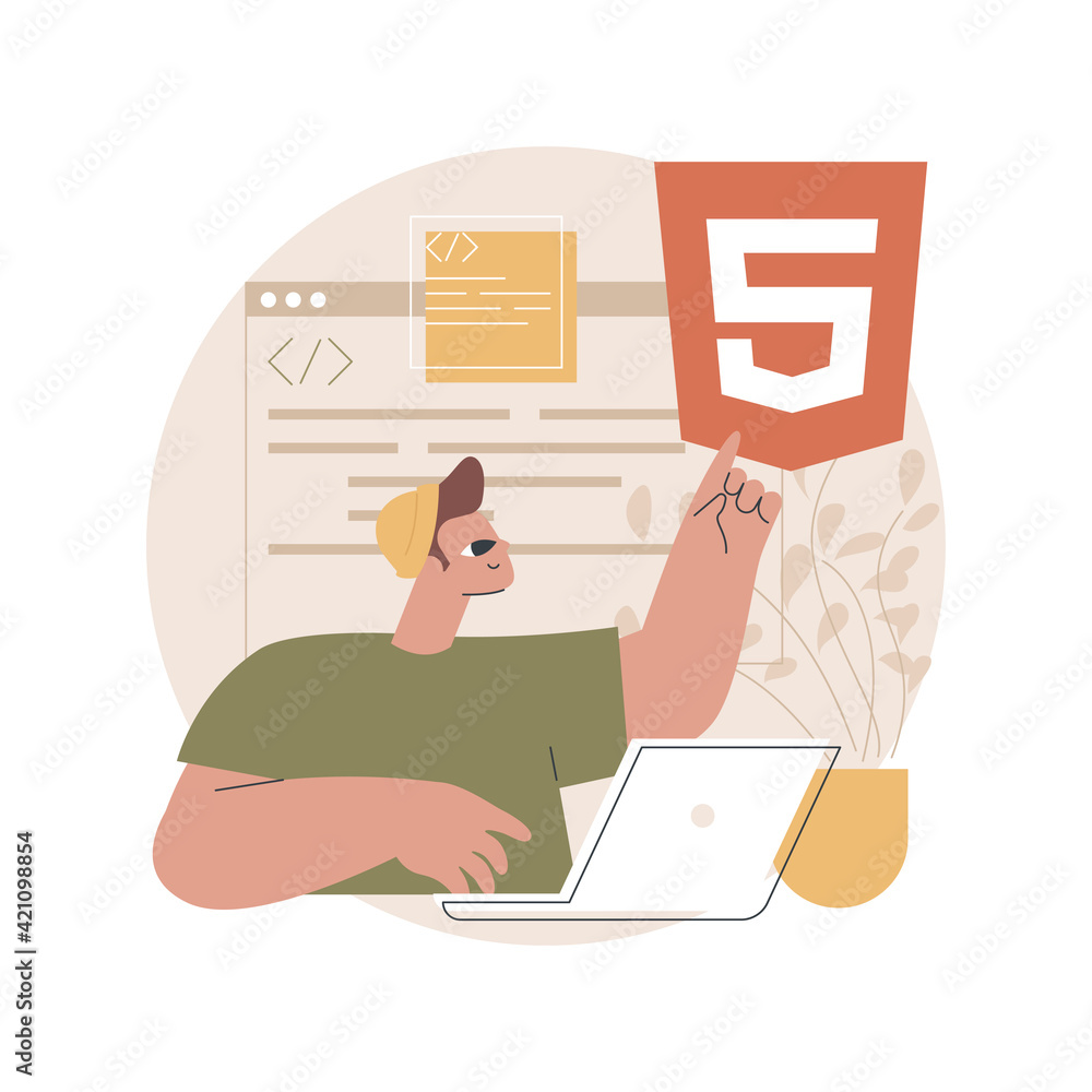 Poster html5 website development abstract concept vector illustration.