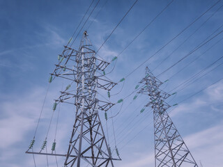 electrical high-voltage power lines and towers