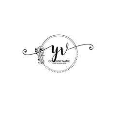YV beautiful Initial handwriting logo template