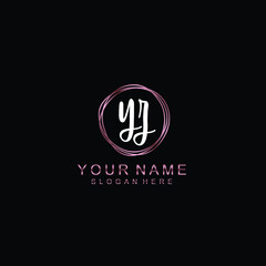 YZ beautiful Initial handwriting logo template