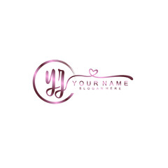 YZ beautiful Initial handwriting logo template