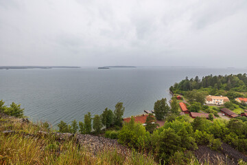 Fototapeta premium A wonderful view from mountains to nature with a view of Baltic sea. Sweden.