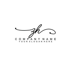 ZH beautiful Initial handwriting logo template