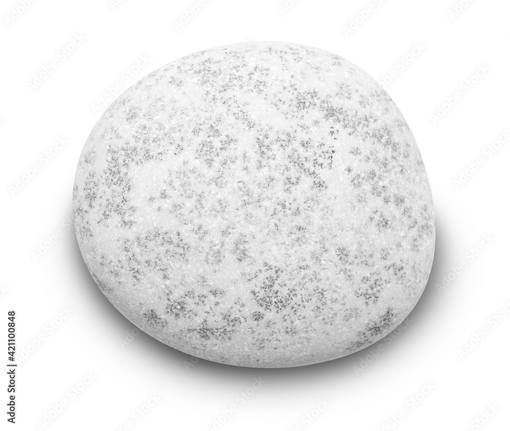 Poster pebble. smooth gray sea stone isolated on white background with shadows, clipping path for isolation
