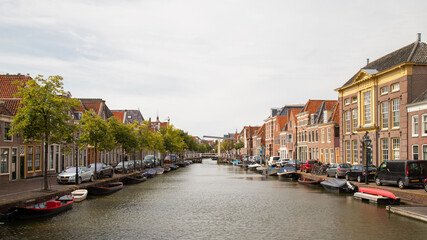 View of the canal in the Dutch cheese town of Alkmaar.
