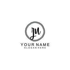 ZU beautiful Initial handwriting logo template