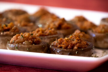 Textured Soy Stuffed Mushrooms