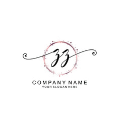 ZZ beautiful Initial handwriting logo template